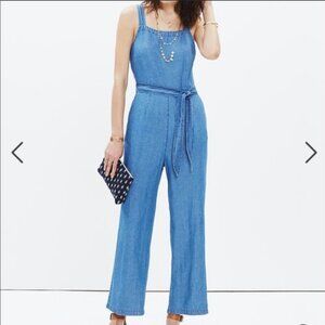 Madewell 'Muralist' Crop Chambray Jumpsuit  - Size 12
